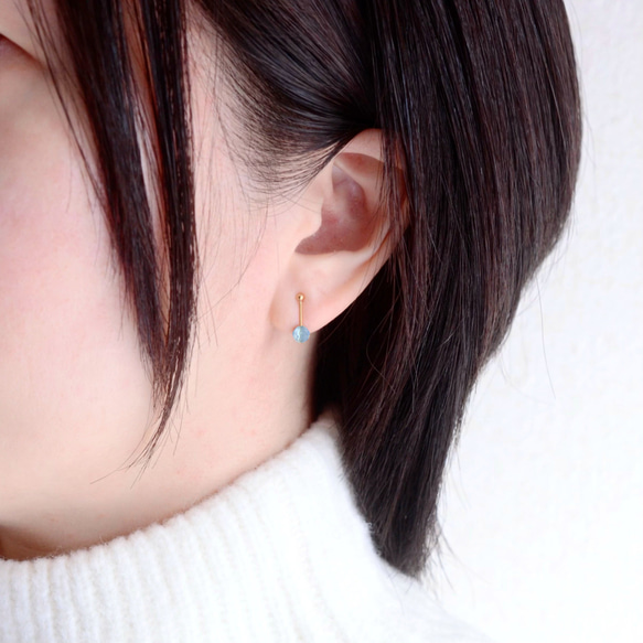 海藍寶石夾式耳環手術不銹鋼 2ways 耳骨夾邀請母親節 第4張的照片