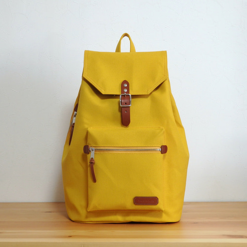 受注制作】弱撥水加工8号帆布 リュックサック マスタード リュック