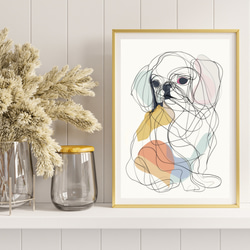 【犬と線 - ペキニーズ犬 No.1】モダンアートポスター ラインアート 犬の絵 犬の絵画 犬のイラスト 8枚目の画像