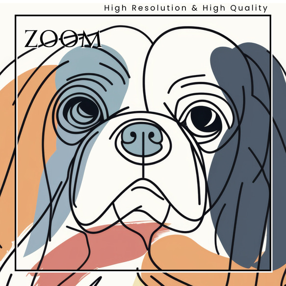 【犬と線 - ペキニーズ犬 No.2】モダンアートポスター ラインアート 犬の絵 犬の絵画 犬のイラスト 3枚目の画像