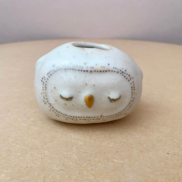 いねむりふくろうのいちりんざし【花器】 5枚目の画像