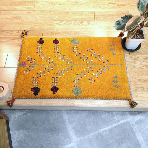 ギャッベ ペルシャ 玄関マット ベッドサイド 60x90cm 吊さ 生命の樹