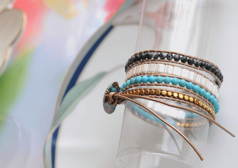 天然石のラップブレス　ターコイズとジャスパー