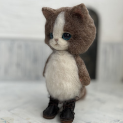 Hさまご予約商品　うさ耳帽子のごーぐるにゃんこ 　羊毛フェルト 猫　ぬいぐるみ 8枚目の画像