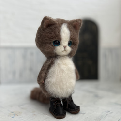 Hさまご予約商品　うさ耳帽子のごーぐるにゃんこ 　羊毛フェルト 猫　ぬいぐるみ 10枚目の画像