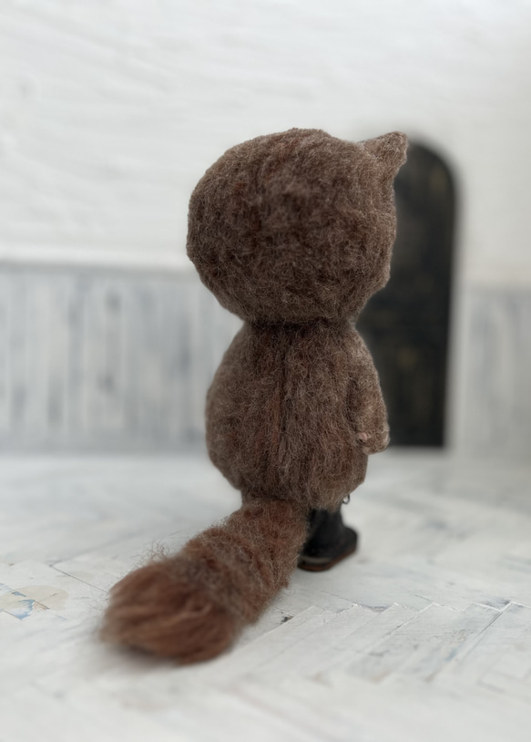 Hさまご予約商品　うさ耳帽子のごーぐるにゃんこ 　羊毛フェルト 猫　ぬいぐるみ 11枚目の画像