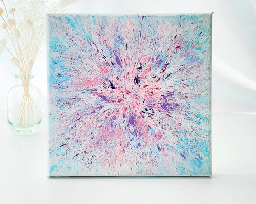 原画】抽象画 アザミ 18cm角 キャンバス 送料無料 絵画 La