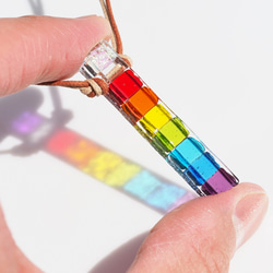 發光的彩虹色玻璃「彩虹[彩虹]」項鍊[可以透過選項進行各種變化][定制]≪免運費≫ 第4張的照片