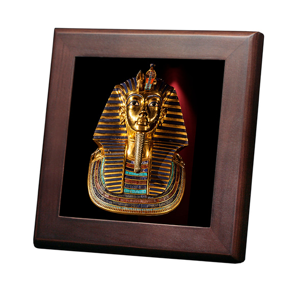 ツタンカーメン 黄金のマスクの木枠付きフォトタイル（S-サイズ）（古代エジプトシリーズ） 1枚目の画像