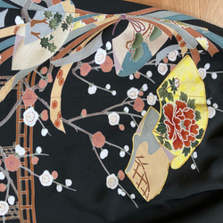 梅の花　黒留袖リメイク　絹　ギャザースカート 11枚目の画像
