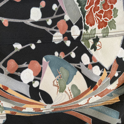 梅の花　黒留袖リメイク　絹　ギャザースカート 14枚目の画像