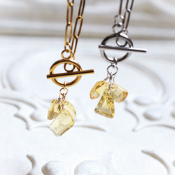 【選べる】陽だまり宝石質シトリン　3粒輝く　フロントマンテル　サージカルステンレス45㎝ネックレス 10枚目の画像