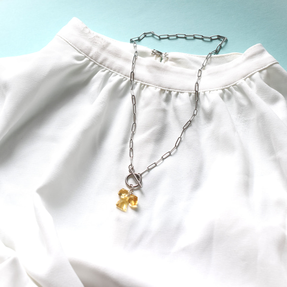 【選べる】陽だまり宝石質シトリン　3粒輝く　フロントマンテル　サージカルステンレス45㎝ネックレス 9枚目の画像