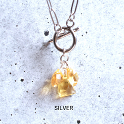 【選べる】陽だまり宝石質シトリン　3粒輝く　フロントマンテル　サージカルステンレス45㎝ネックレス 4枚目の画像