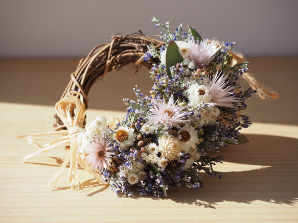 春リースピンク 小花かわいいナチュラルリース リース Non*no Dried  