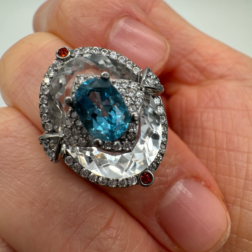 ♡R⌇﻿ ひし形 パープル ビジュー すかしリング アンティーク