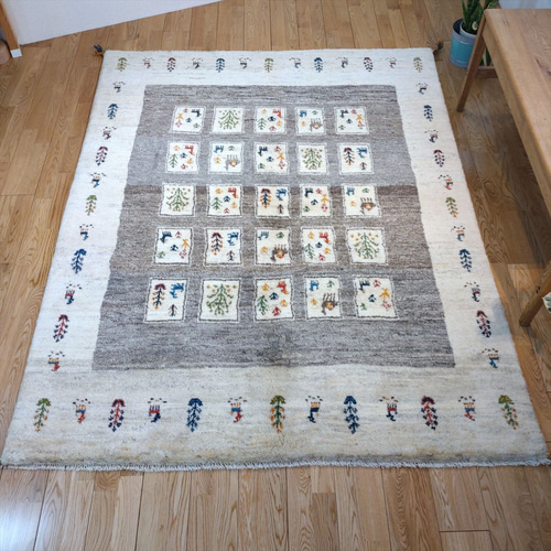 ペルシャ　ギャッベ ランナー中　143×50 アイボリー　ヤギ ペルシャ ギャッベ ランナー中 143×50 アイボリー ヤギ 【公式通販】