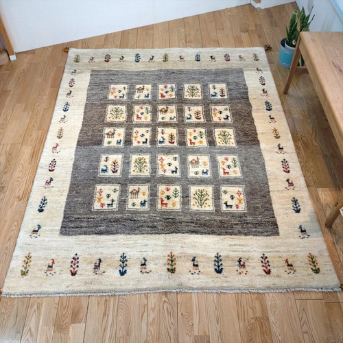 ペルシャ　ギャッベ ランナー中　143×50 アイボリー　ヤギ ペルシャ ギャッベ ランナー中 143×50 アイボリー ヤギ 【公式通販】