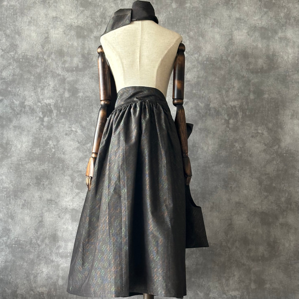 着物リメイクギャザースカート & ストール〜四季で心地良い上質大島紬素材〜kimono remake skirt 3枚目の画像