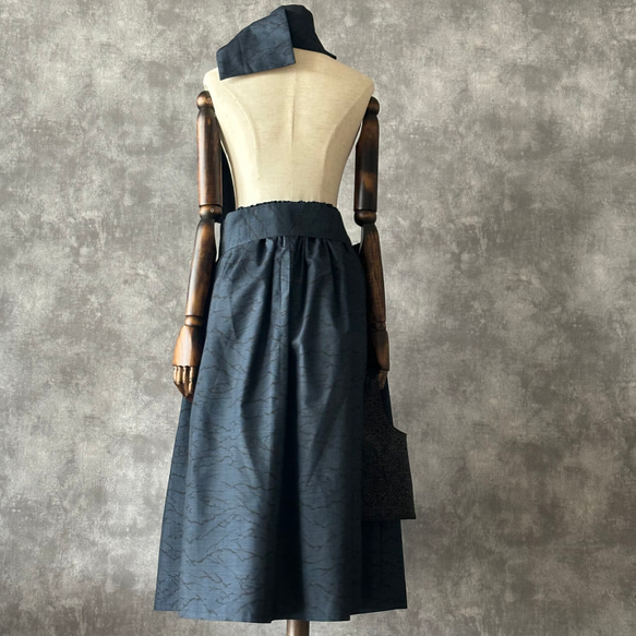 着物リメイクギャザースカート & ストール〜四季で心地良い上質大島紬素材〜kimono remake skirt 3枚目の画像