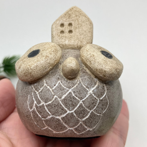 スイス　フクロウオブジェ　ハンドメイド陶器 コキンメフクロウ ブルー 立体・オブジェ 布引焼窯元 通販