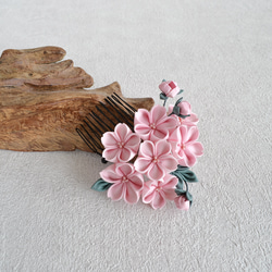 桜 コーム ✤ お花見 卒業式 結婚式のお呼ばれ 成人式 つまみ細工 髪飾り フォーマル 2枚目の画像