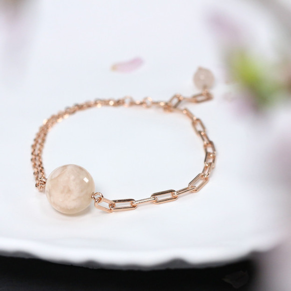 桜・フローラ】天然石チェリーブロッサムアゲート・S925/18KPGP