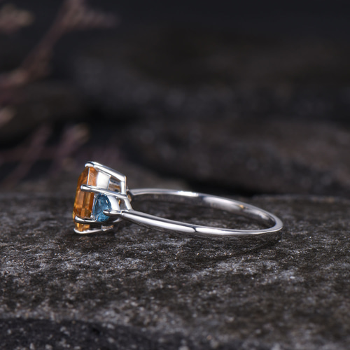 シトリン トパーズ スターリングシルバー925 リング