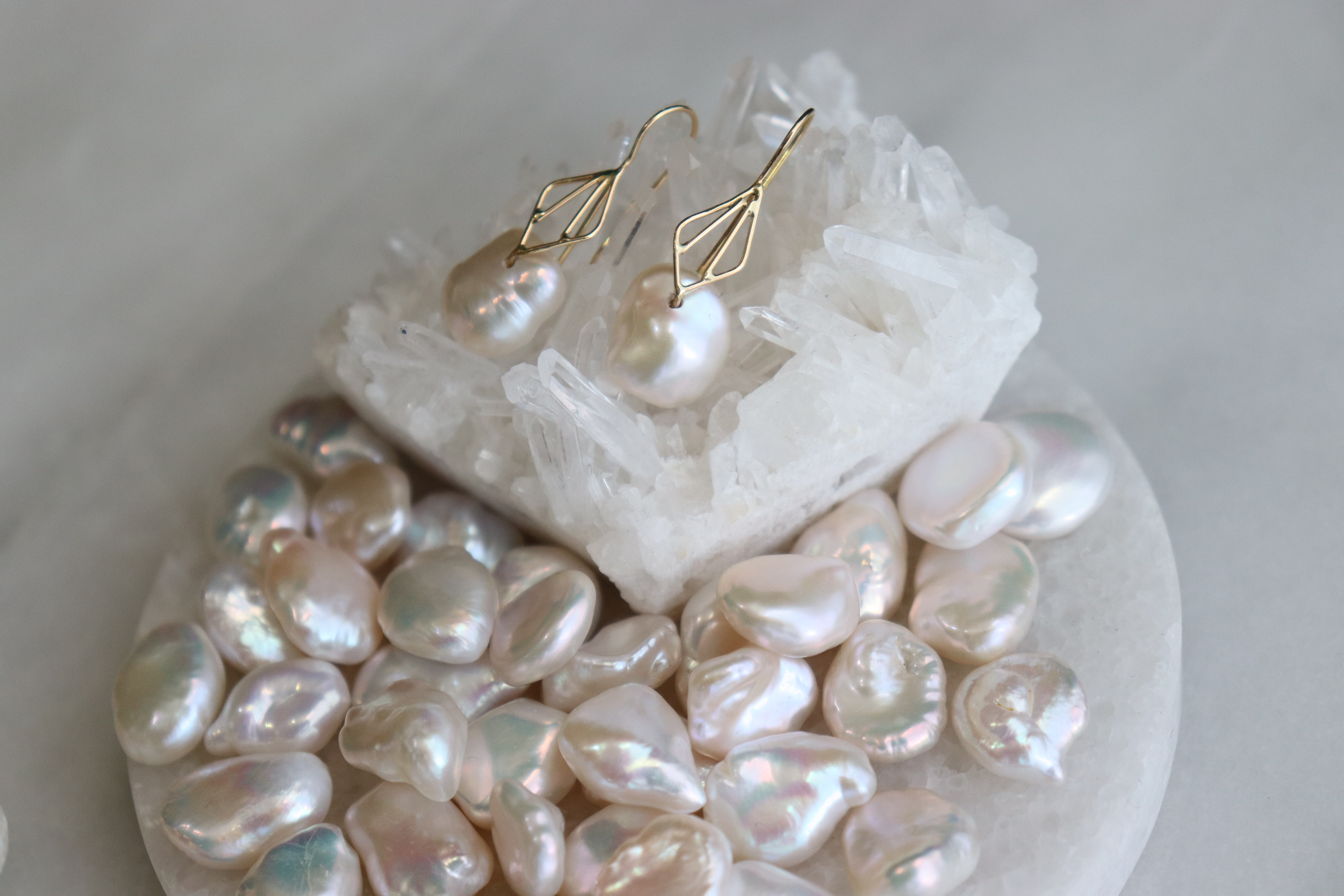 《k18YG》淡水バロックパール フックピアス/coquille series