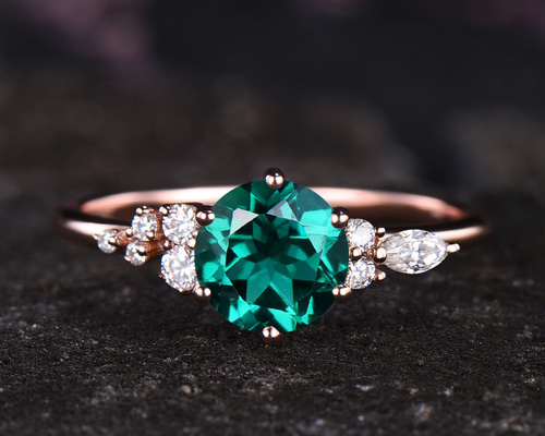 ネザー♡最高級モアサナイト エメラルドカット 3ストーンリングセット