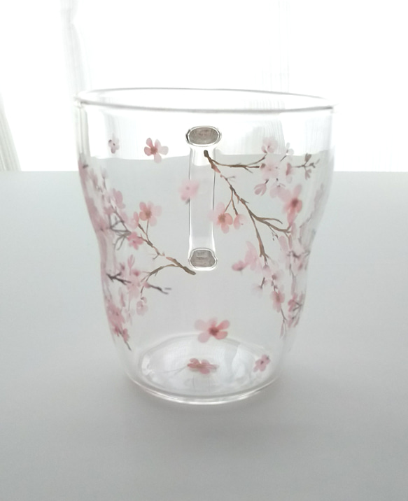 桜の耐熱ガラスマグカップ 1個 4枚目の画像
