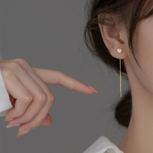 1粒クリスタル×アメリカンチェーンピアス0151 ピアス（フック 