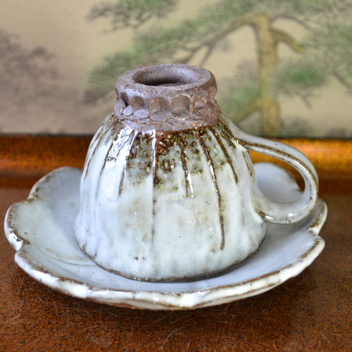 再入荷！】花皿＆コーヒーカップ(藁灰釉)セット カップ