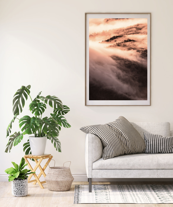 朝陽を受ける滝雲　インテリアアートポスター 088 3枚目の画像