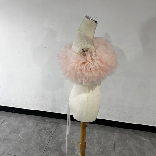 高品質！もこもこウエディングドレス 薄ピンクカラードレス 韓国風