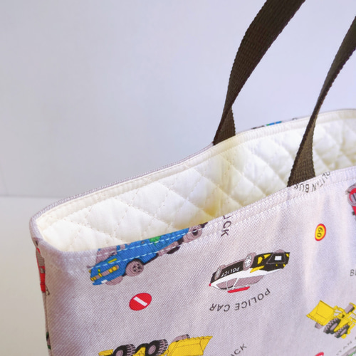 最高の品質 はたらく車のレッスンバッグ シューズバッグ きんちゃく35×35 手提げ・レッスンバッグ・入園グッズ