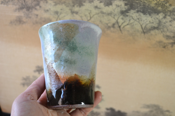 【新着！】三彩釉　フリーカップ(紫雲)　★萩焼　酒器　ギフト 10枚目の画像