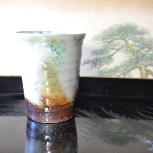 再入荷！】三彩釉 フリーカップ(紫雲) ビールグラス 陶器 ☆萩焼