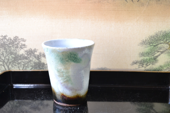 【新着！】三彩釉　フリーカップ(紫雲)　★萩焼　酒器　ギフト 2枚目の画像