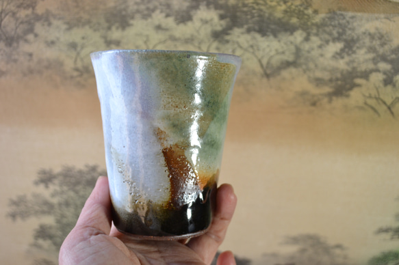 【新着！】三彩釉　フリーカップ(紫雲)　★萩焼　酒器　ギフト 9枚目の画像