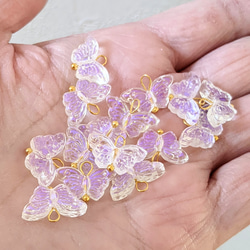 オーロラ 蝶 チャーム カン付き 10個 ちょうちょ パーツ 4枚目の画像