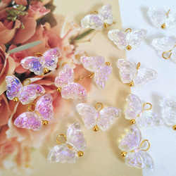 オーロラ 蝶 チャーム カン付き 10個 ちょうちょ パーツ 5枚目の画像