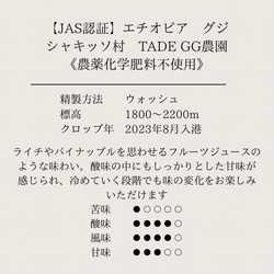 エチオピア グジ シャキッソ村 浅煎り 75ｇ～コーヒーギフト プチギフト 自家焙煎 2枚目の画像