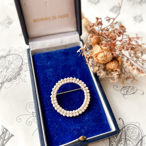 1970年代フランスvintageパールフープブローチ【結婚式・セレモニー 