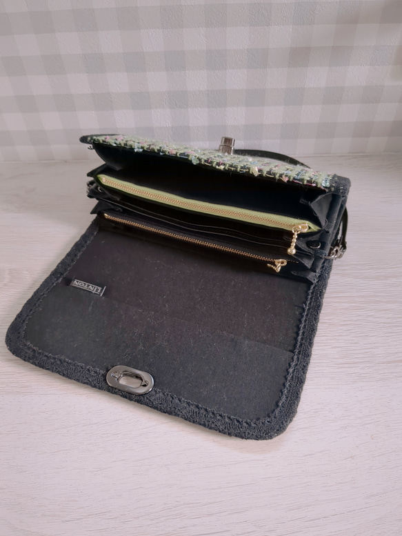 LINTON社製ツイード長財布(ブラック×カラフルmix) 7枚目の画像
