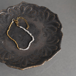 天然石ブレスレット グレーカラーダイヤモンドとゴールドカレンシルバー アジャスター付き 16cm+5cm lb-016 1枚目の画像