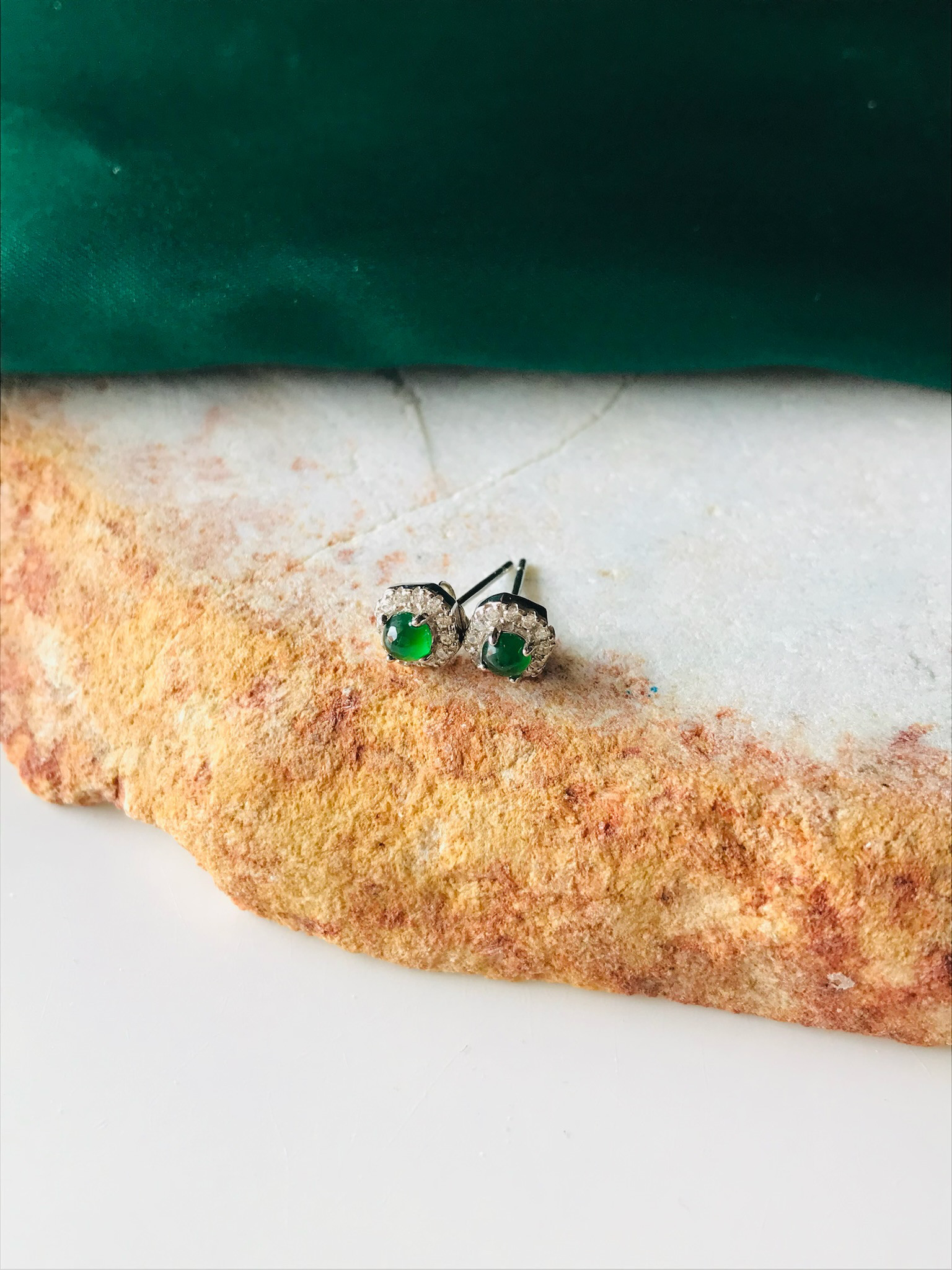 [P210-398] ジェイド　JADE  ヒスイ　ピアス　スタッド　s925　グアテマラ産　アイスグリーン　シンプル