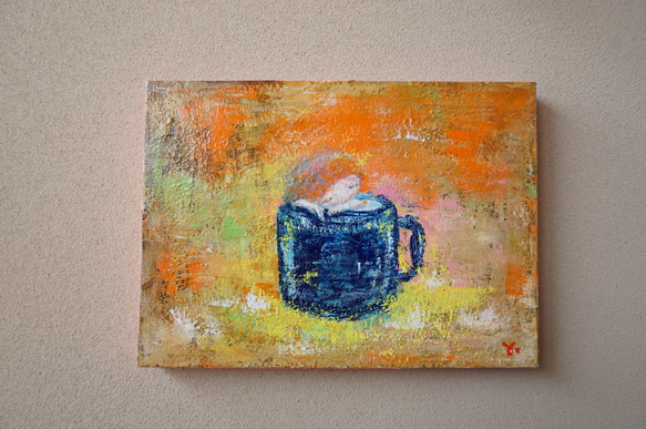 【coffee cup】＃原画＃イラスト＃ヒーリングアート＃キャンバス＃癒し＃コーヒーカップ＃子供#幸せ＃あたたかい 1枚目の画像