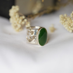 [送料当方負担] SV925 Nephrite Arabesque Ring(RAR09SV_Nep#11) 2枚目の画像