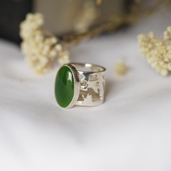 [送料当方負担] SV925 Nephrite Arabesque Ring(RAR09SV_Nep#11) 3枚目の画像